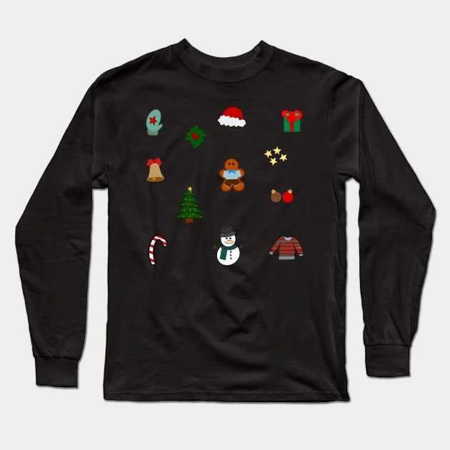 Christmas Doodles Sticker Pack Long Sleeve T-Shirt by GrellenDraws